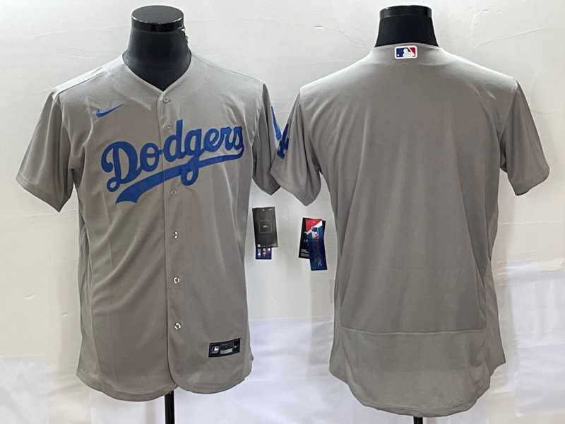 Mens Los Angeles Dodgers Blank Gray Flex Base Stitched Baseball Jersey